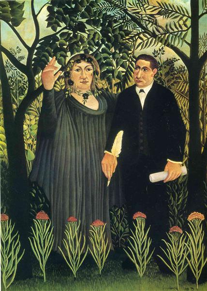 The Muse Inspiring the Poet by Henri Rousseau. 100% Handmade Reproduction