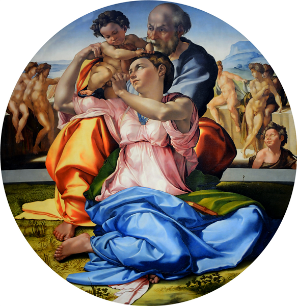 Holy Family with St. John the Baptist by Michelangelo Reproduction for Sale by Blue Surf Art