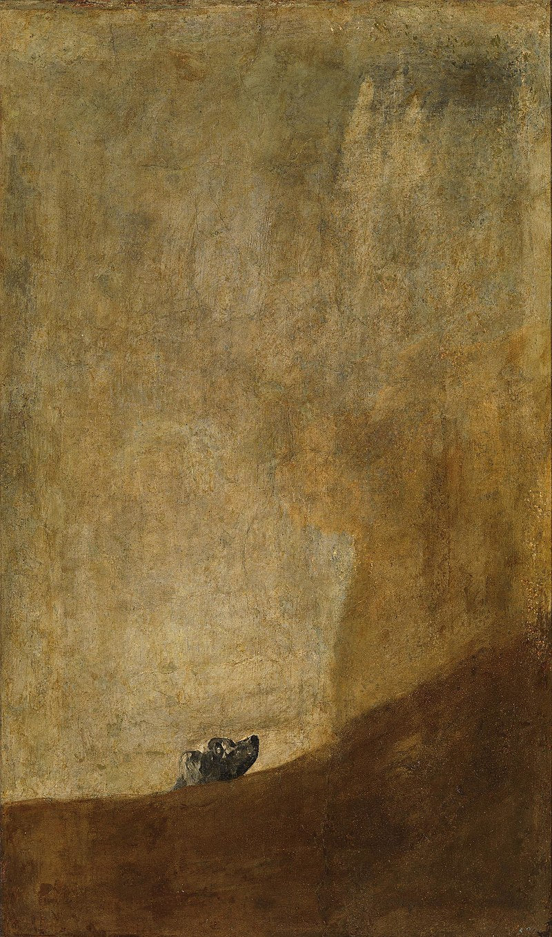 The Dog by Francisco Goya Reproduction Original Oil on Canvas by Blue Surf Art