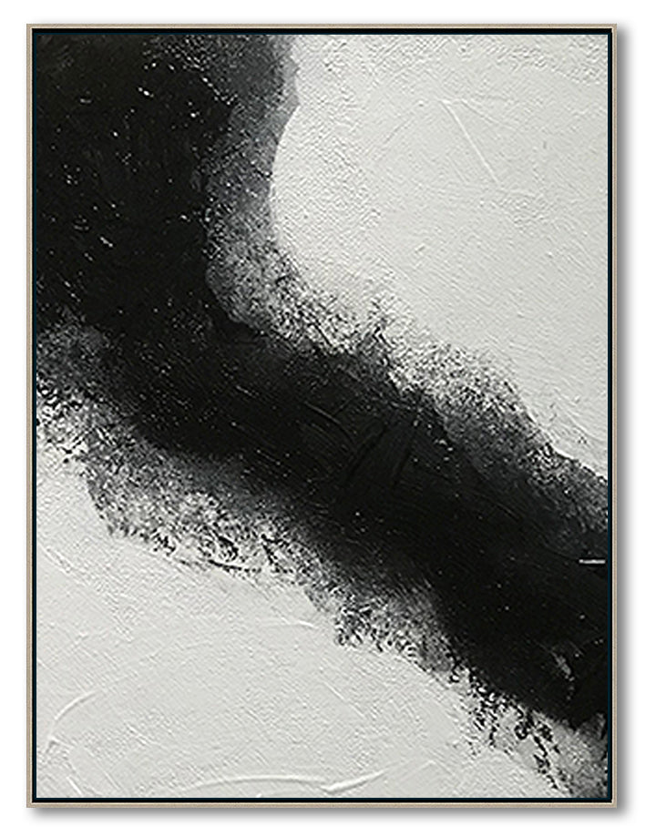 Abstract Painting Extra Large Black & White - Portrait Dimension Canvas Art by Blue Surf Art Wall Art, Home Decor, Reproduction