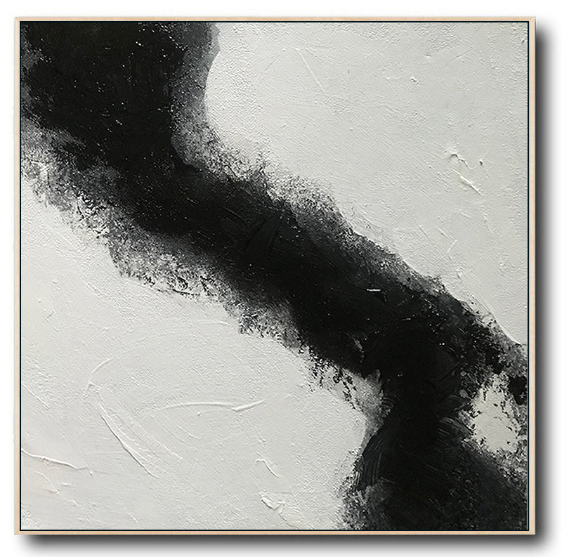 Large Abstract Black & White Square Size, Textured Abstract Art, Minimalist Art Canvas Art by Blue Surf Art Wall Art, Home Decor, Reproduction