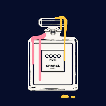 Dark Blue Perfume Fashion Canvas Art, Coco Chanel Wall Art, Home Decor