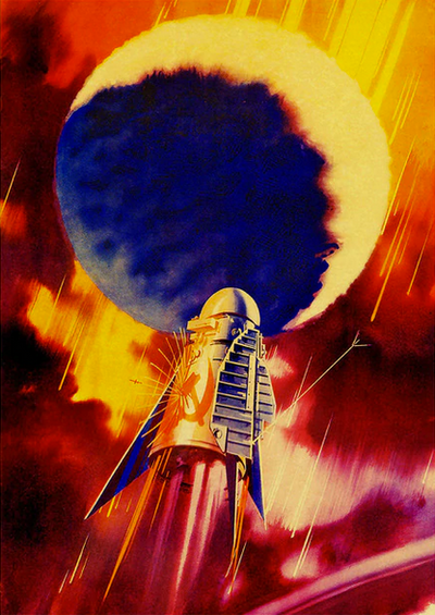 Russian Propaganda Shooting Sky Rocket Poster Vintage Art
