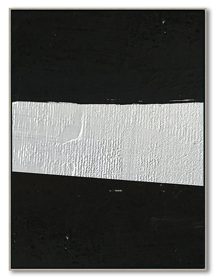 Abstract Painting Extra Large Canvas Art, Black and White Minimal Painting On Canvas, Acrylic and Oil Minimalist Painting