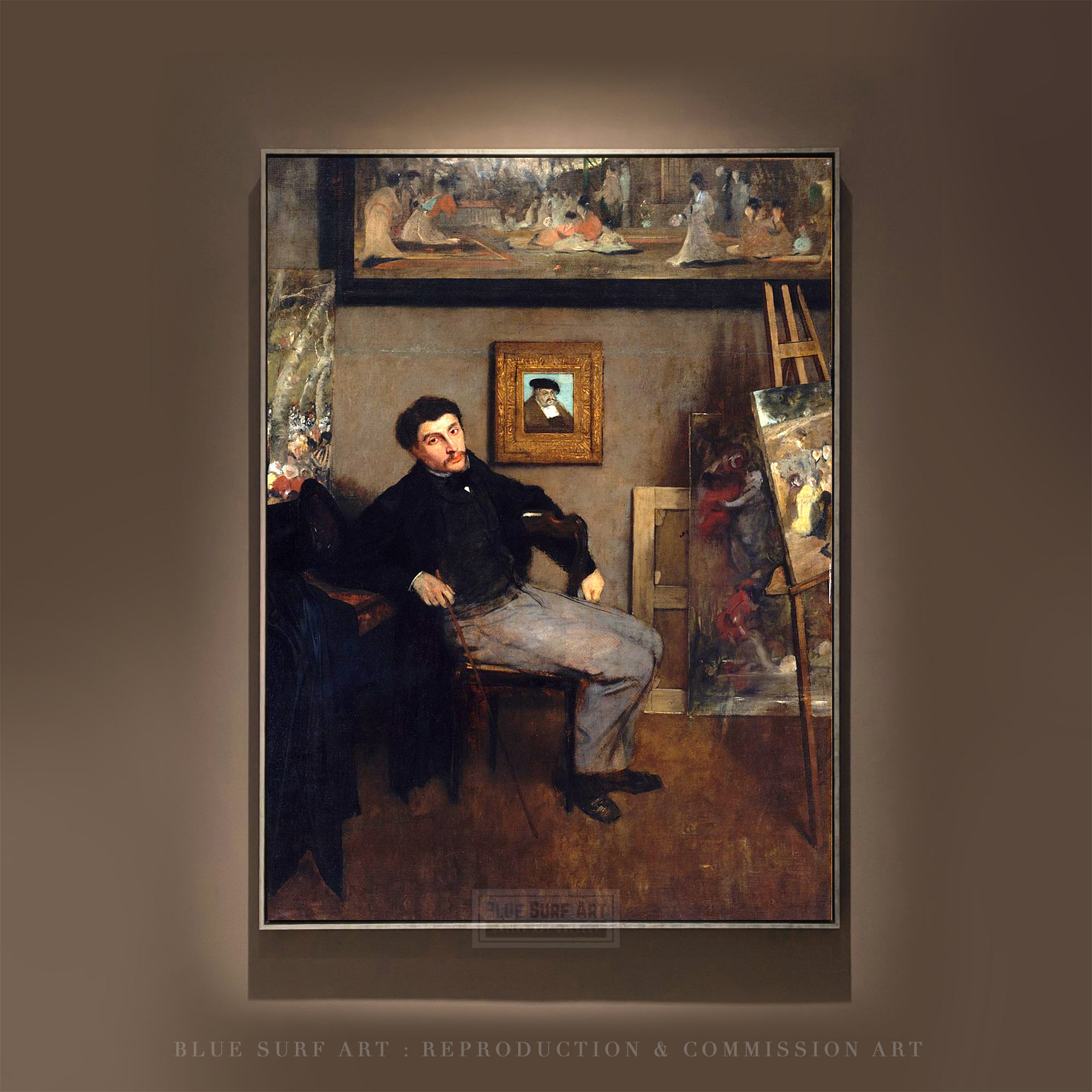 James-Jacques-Joseph Tissot by Edgar Degas Reproduction Wall Art Oil Painting - Blue Surf Art .com