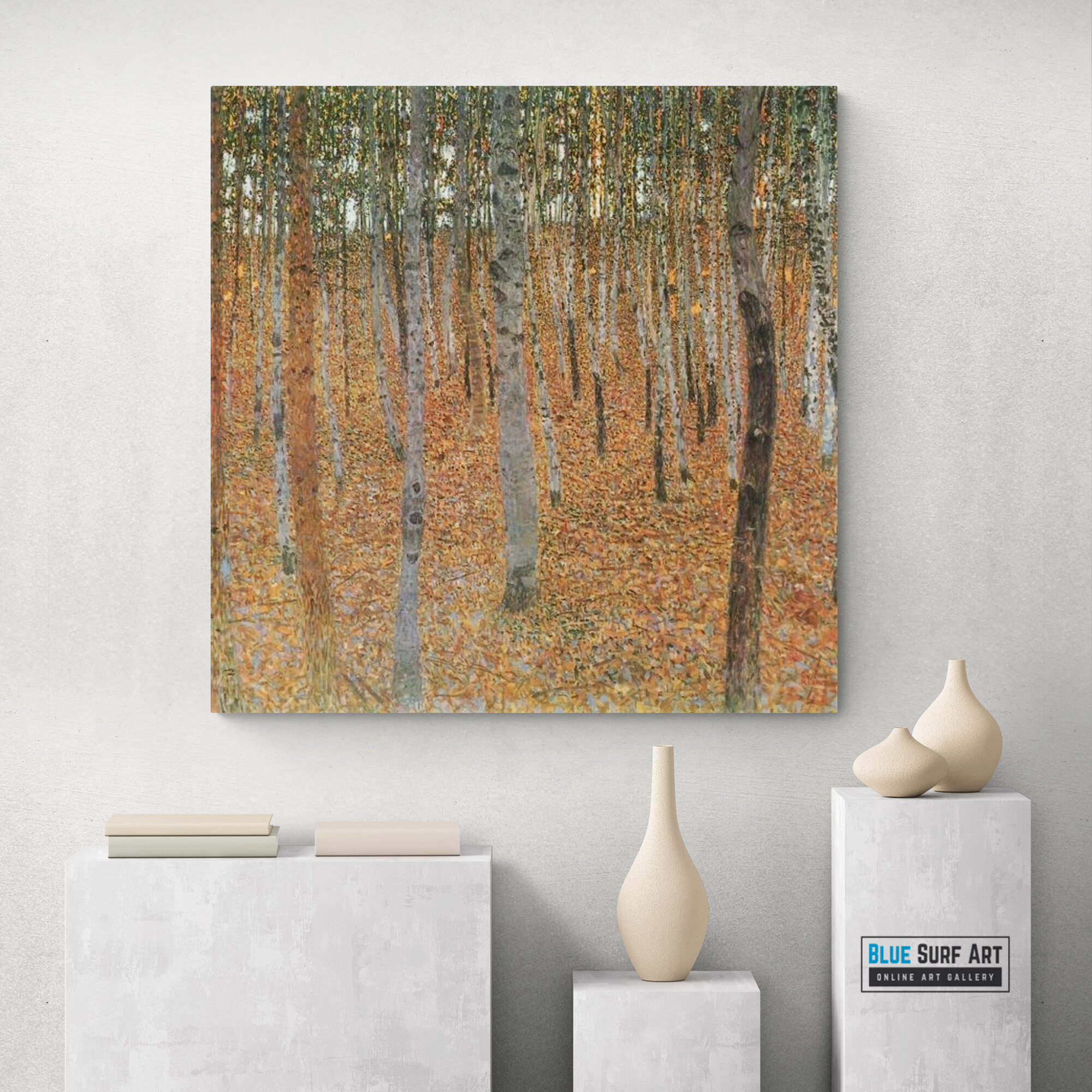 Beech Grove I by Gustav Klimt, reproduction painting, living room art decor