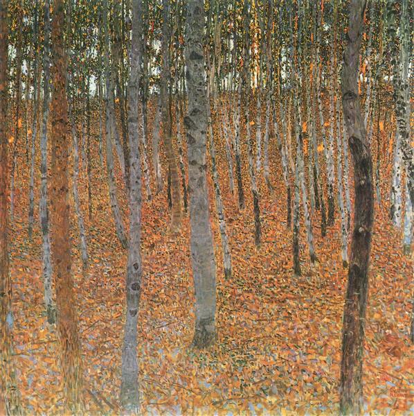 Beech Grove I by Gustav Klimt, reproduction painting, living room art decor