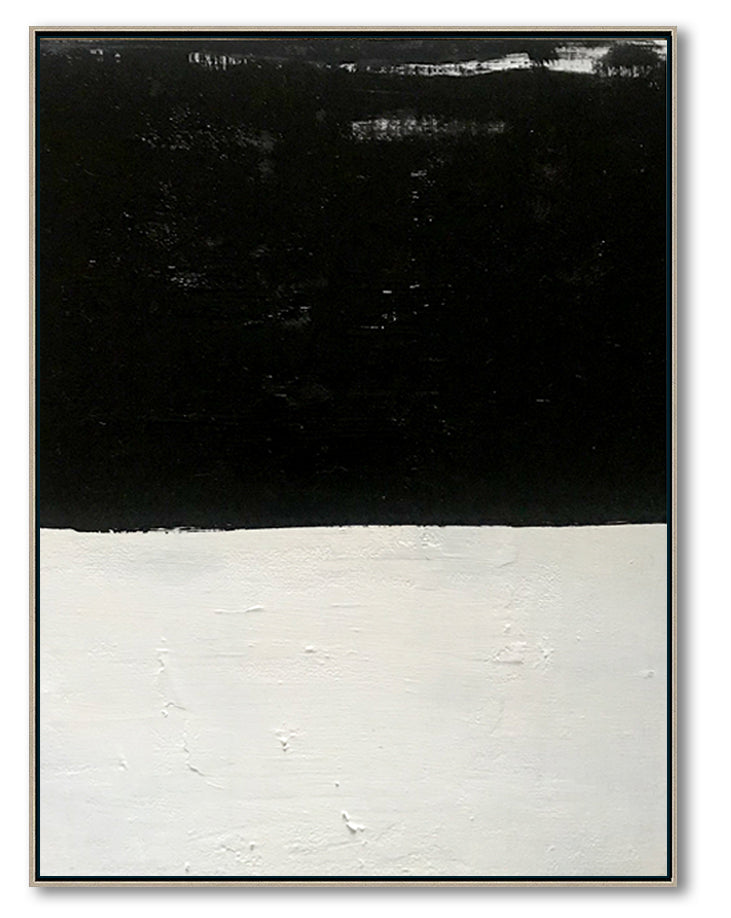 Large Abstract Painting Oversized Canvas Art, Black & White Minimal Art