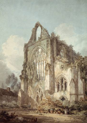 Ruins of West Front, Tintern Abbey by J. M. W. Turner. Turner artworks, Turner canvas art, J. M. W. Turner oil painting, Turner reproduction for sale. Landscape paintings, Turner art decor, Turner oil painting on canvas, Blue Surf Art