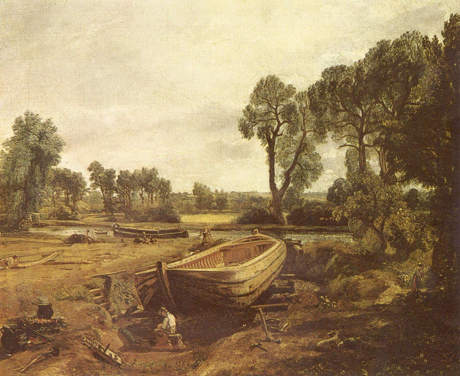 Boat-building near Flatford Mill by John Constable Reproduction Painting for Sale - Blue Surf Art
