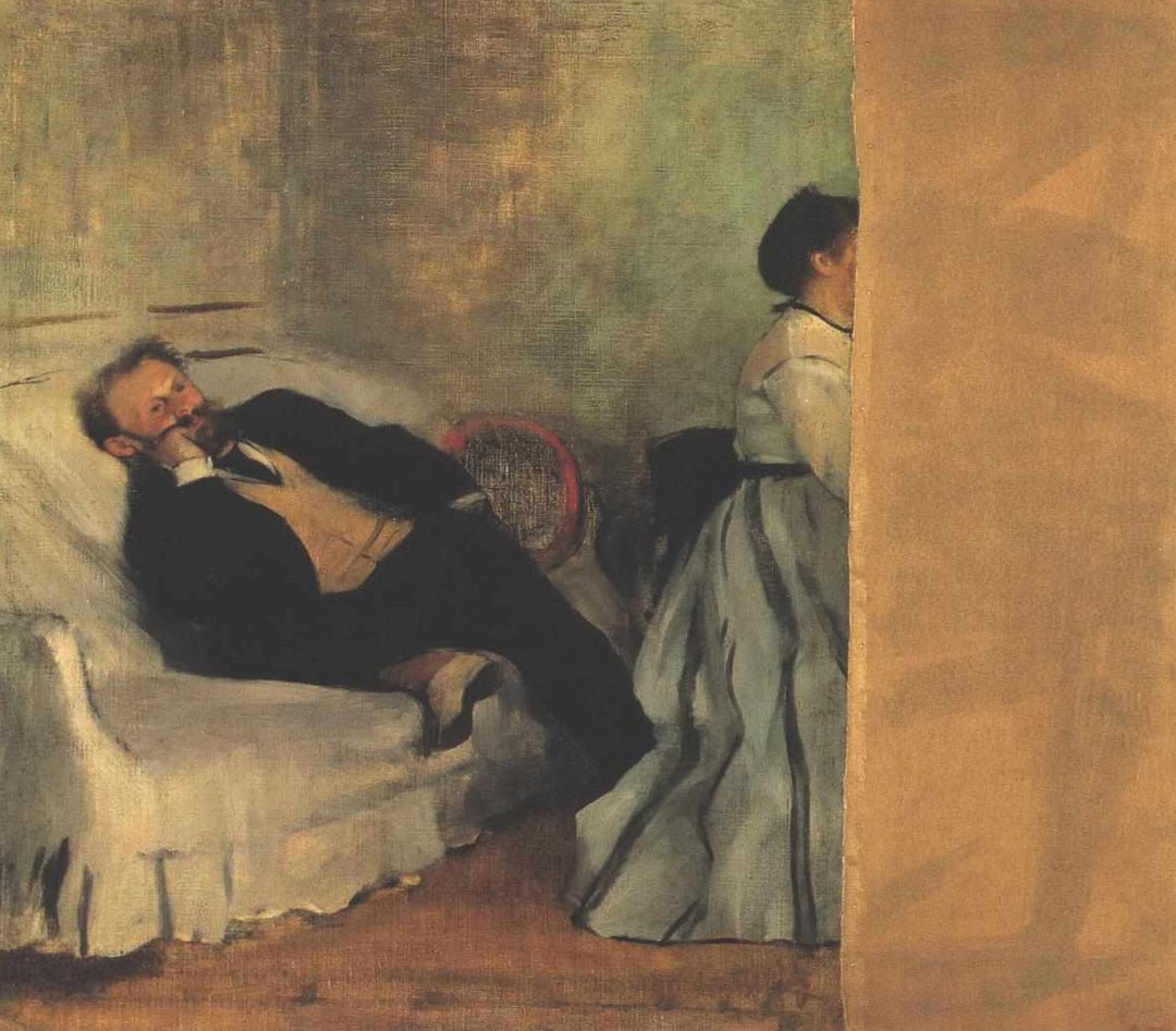 Mr and Ms Manet by Edgar Degas Reproduction Wall Art Oil Painting - Blue Surf Art