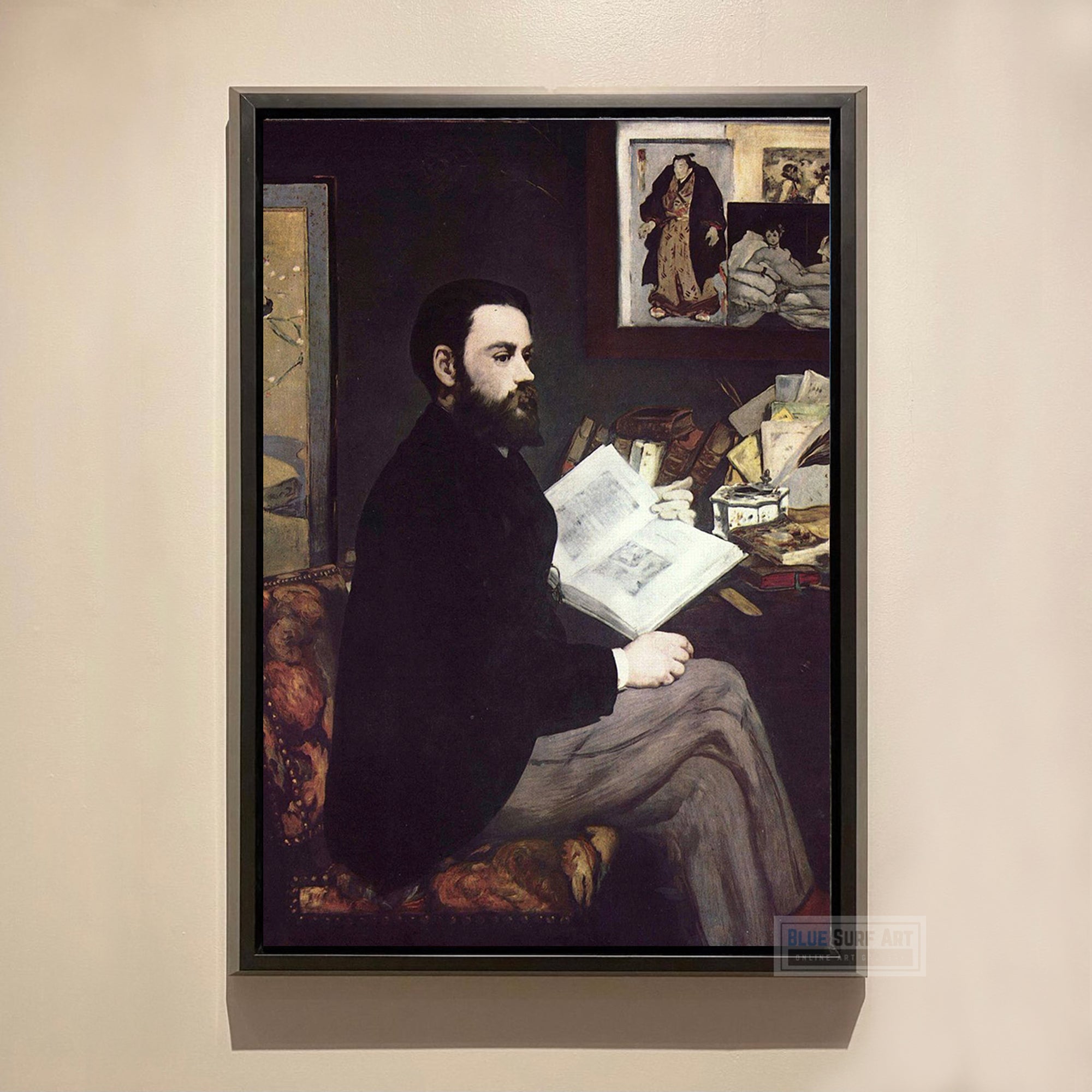 Portrait of Emile Zola by Edouard Manet. Edouard Manet, Reproduction Oil on Canvas. Manet artworks, Manet reproduction, Manet famous work, manet painting, manet print, manet poster, manet fans art, manet gift art, Edouard Manet masterpiece