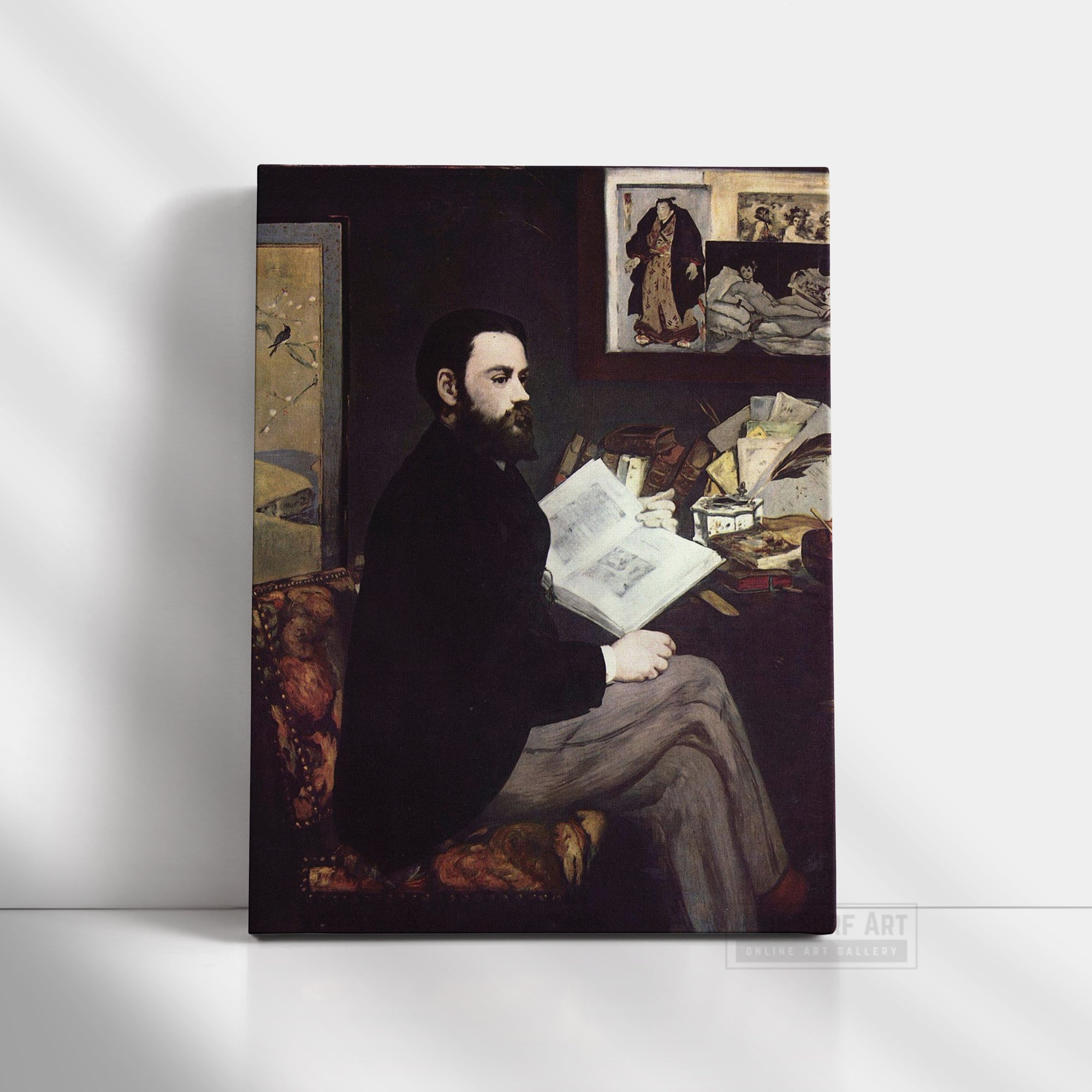 Portrait of Emile Zola by Edouard Manet. Edouard Manet, Reproduction Oil on Canvas. Manet artworks, Manet reproduction, Manet famous work, manet painting, manet print, manet poster, manet fans art, manet gift art, Edouard Manet masterpiece
