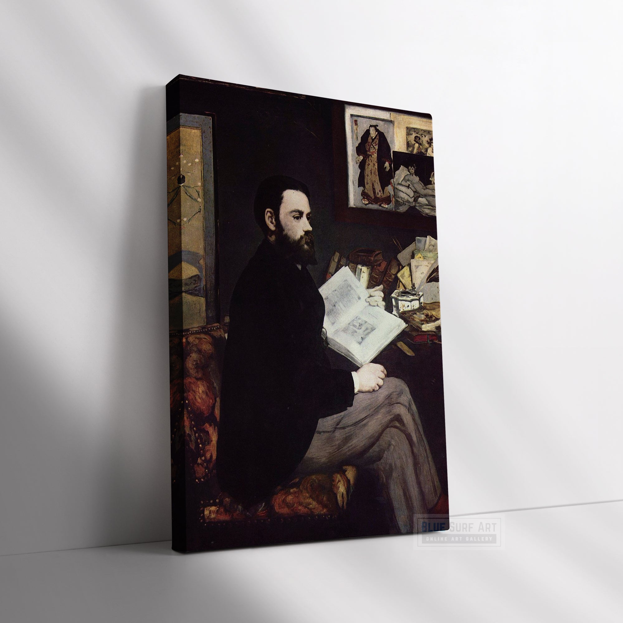 Portrait of Emile Zola by Edouard Manet. Edouard Manet, Reproduction Oil on Canvas. Manet artworks, Manet reproduction, Manet famous work, manet painting, manet print, manet poster, manet fans art, manet gift art, Edouard Manet masterpiece