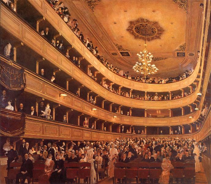 The Old Burgtheater by Gustav Klimt, reproduction painting, living room art, Klimt wall art, 
