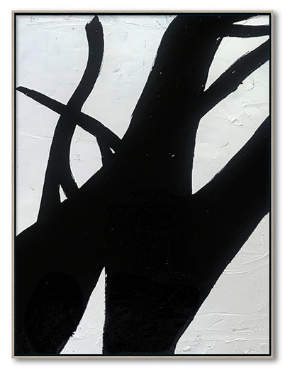 Extra Large Abstract Painting, Wall Canvas Art, Black and White Minimal Painting