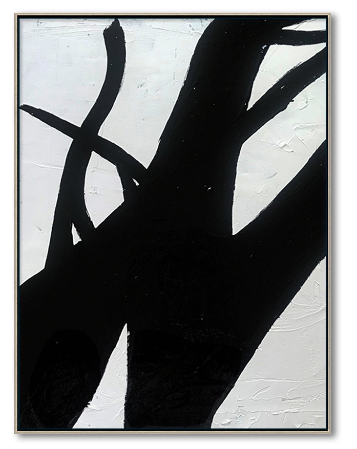 Extra Large Abstract Painting, Wall Canvas Art, Black and White Minimal Painting