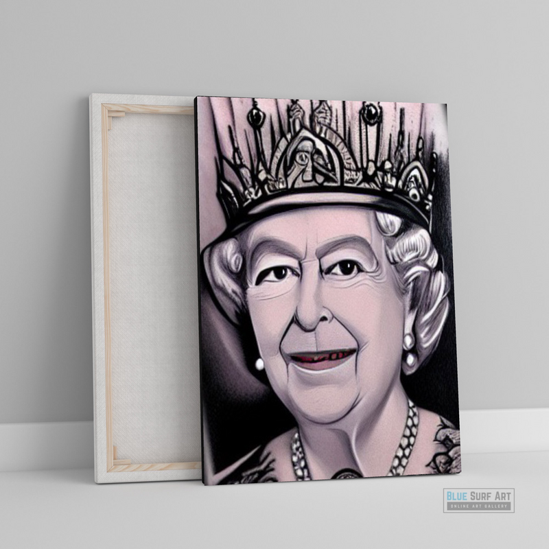 British Queen Elizabeth II Wall Art Queen Gift Art Painting 100 Handmade Art Blue Surf Art