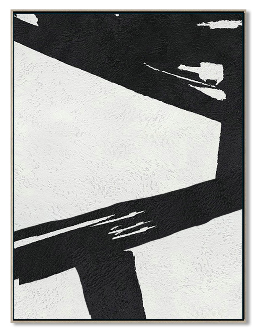 Extra Large Abstract Painting, Black and White Minimal Canvas Art Painting
