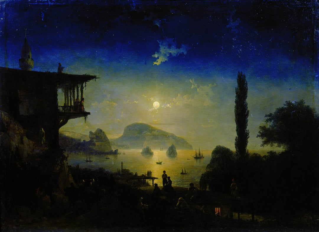 Moon night on the Crimea. Gurzuf Painting by Ivan Aivazovsky Reproduction by Blue surf Art