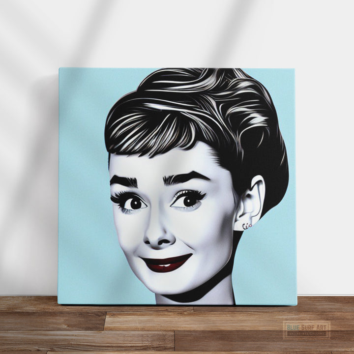 Audrey Hepburn Pop Art with Blue Background Wall Art 100% Handmade Art Painting Model Art 1