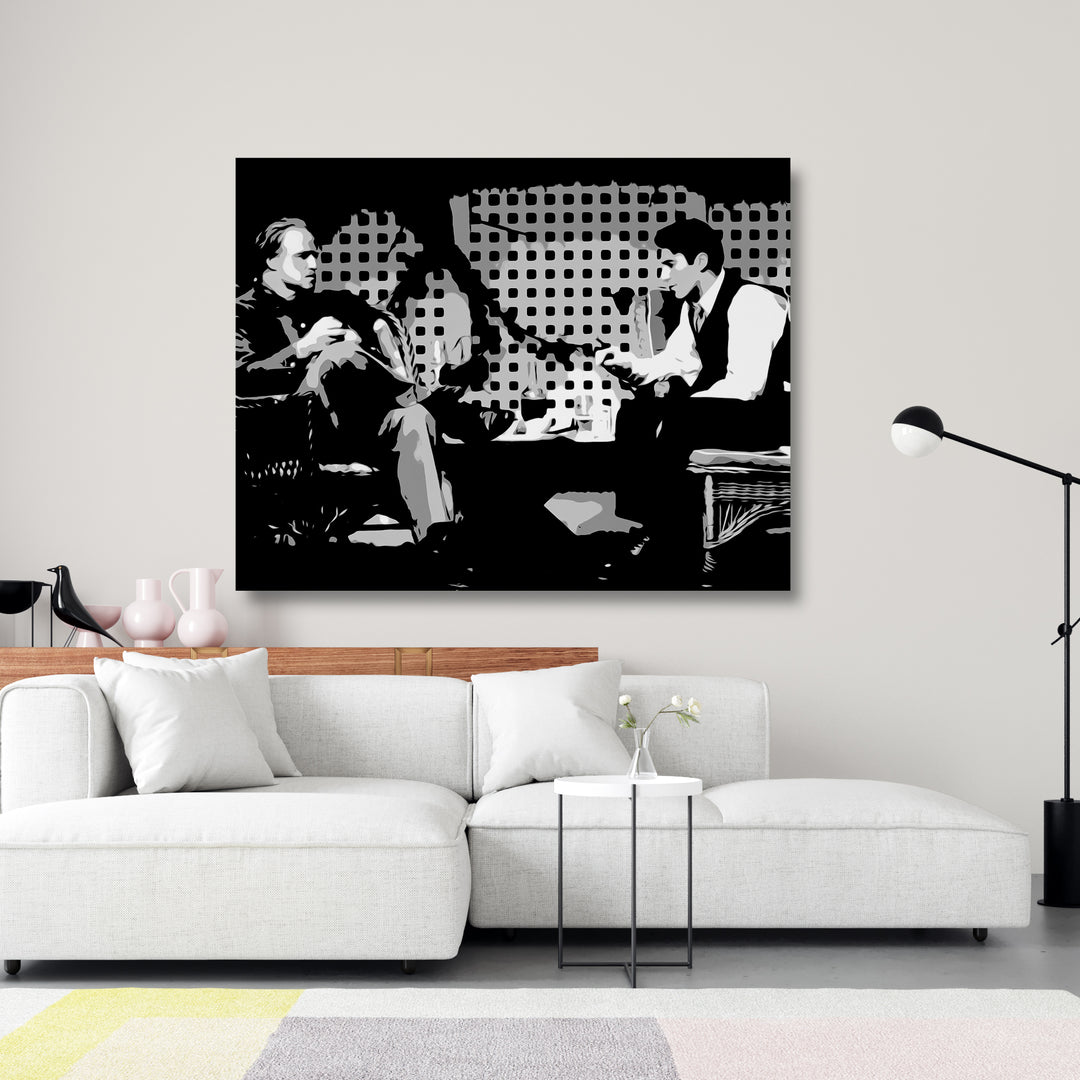 The Godfather Scene Wall Art Movies Original Oil on Canvas Painting Pop Art by Blue Surf Art - 3