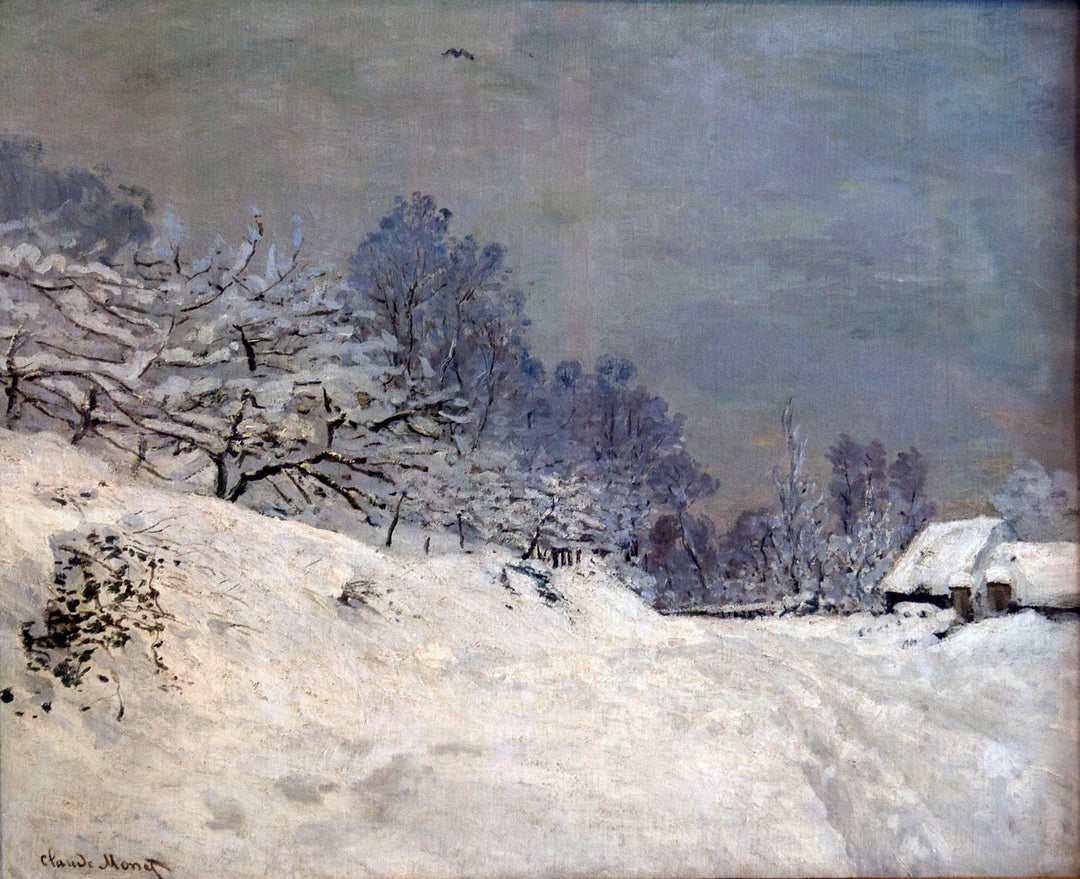 The Road in front of Saint-Simeon Farm in Winter by Claude Monet. Blue Surf Art, Reproduction Wall Art Painting.