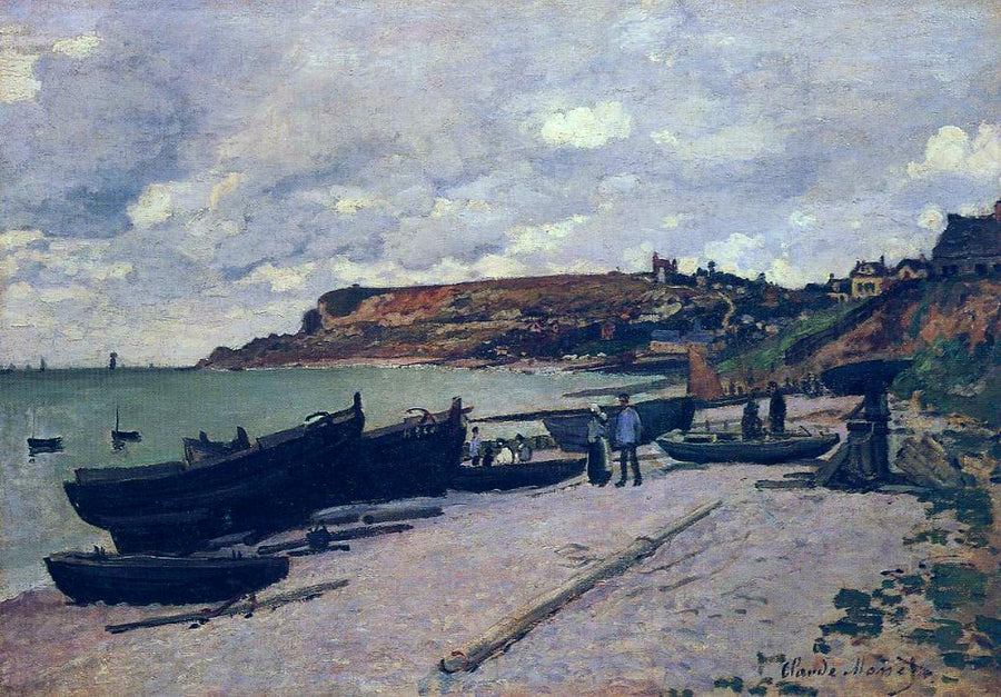 Sainte-Adresse Fishing Boats on the Shore by Claude Monet 