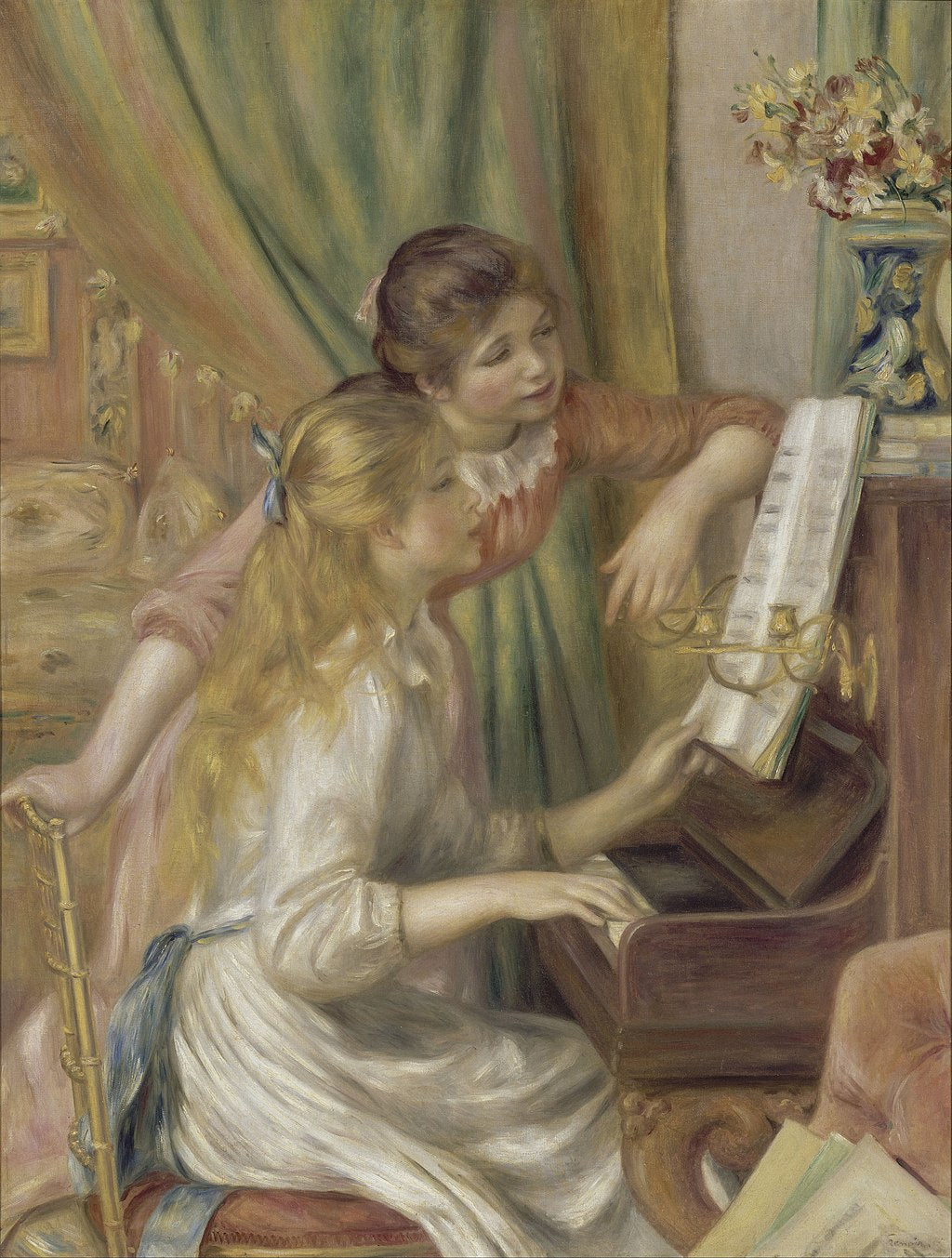 Girls at the Piano by Pierre-Auguste Renoir Reproduction for Sale by Blue Surf Art