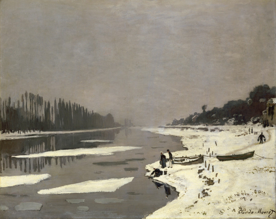 Ice Floes on the Seine at Bougival by Claude Monet. Reproduction art, Monet painting, landscape, 