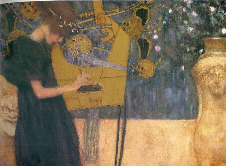 Music by Gustav Klimt, reproduction painting, living room wall art painting, Klimt wall art