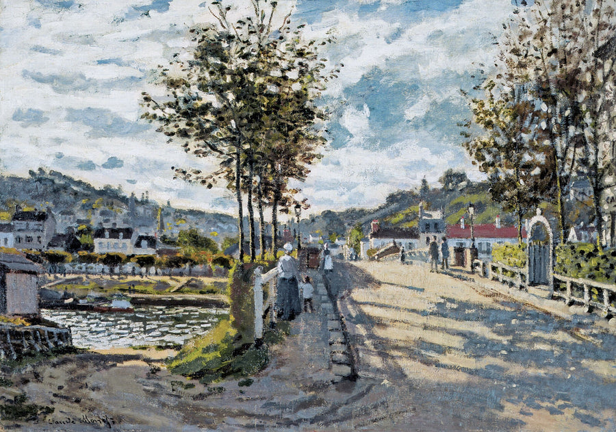 The Bridge at Bougival by Claude Monet. Reproduction, oil painting on canvas, cityscape, wall art painting