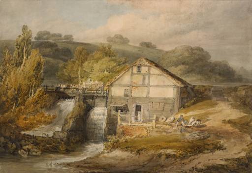 Keyes Mill, Pembury by J. M. W. Turner. Turner artworks, Turner canvas art, J. M. W. Turner oil painting, Turner reproduction for sale. Landscape paintings, Turner art decor, Turner oil painting on canvas, Blue Surf Art