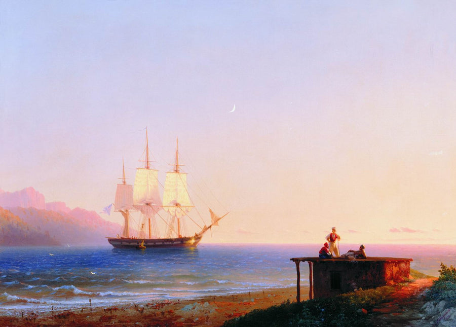Frigate under sail Painting by Ivan Aivazovsky Reproduction by blue surf art