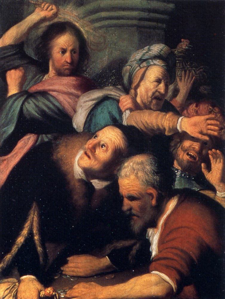Christ Driving the Money-changers from the Temple by Rembrandt Wall Art Reproduction for Sale by Blue Surf Art