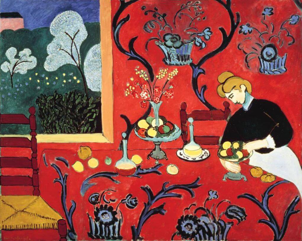The Dessert: Harmony in Red, 1908 Painting by Henri Matisse Oil on Canvas Reproduction by Blue surf Art