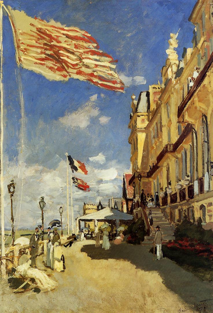 The Hotel des Roches Noires at Trouville by Claude Monet. Reproduction painting, wall art home decor