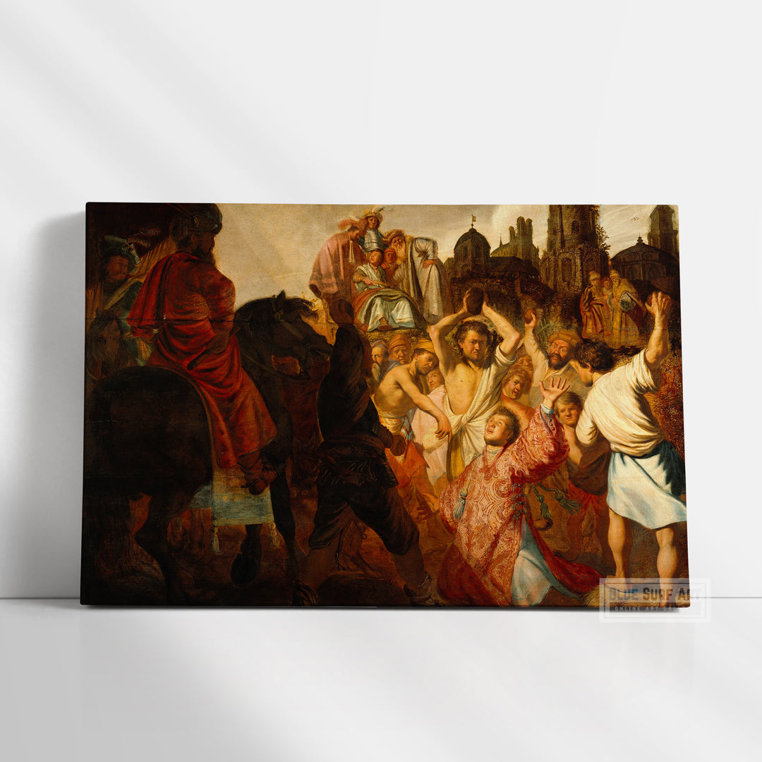 The Stoning of St. Stephen by Rembrandt Wall Art Reproduction for Sale by Blue Surf Art - 4