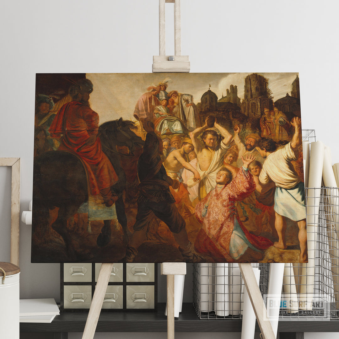 The Stoning of St. Stephen by Rembrandt Wall Art Reproduction for Sale by Blue Surf Art - 6