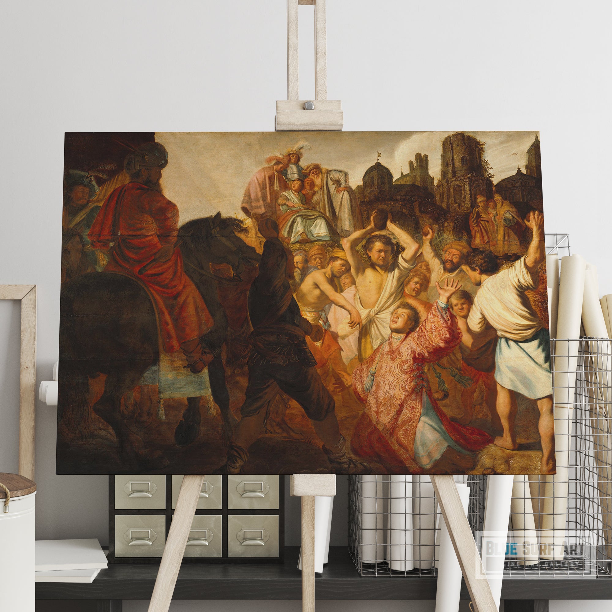 The Stoning of St. Stephen by Rembrandt Wall Art Reproduction for Sale by Blue Surf Art - 6