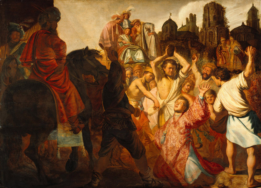 The Stoning of St. Stephen by Rembrandt Wall Art Reproduction for Sale by Blue Surf Art