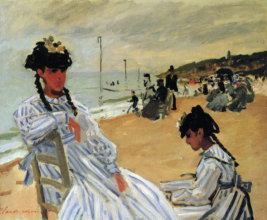 On The Beach At Trouville by Claude Monet. Reproduction, oil on canvas, wall art, home decor