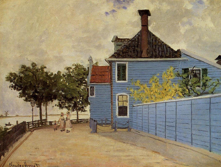 The Blue house at Zaandam by Claude Monet. reproduction, wall art, home decor, cityscape painting, Monet wall art, Monet reproduction painting
