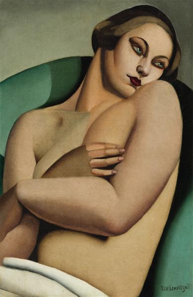 Reclining Nude I Painting by Tamara de Lempicka Reproduction Wall Art - Blue Surf Art