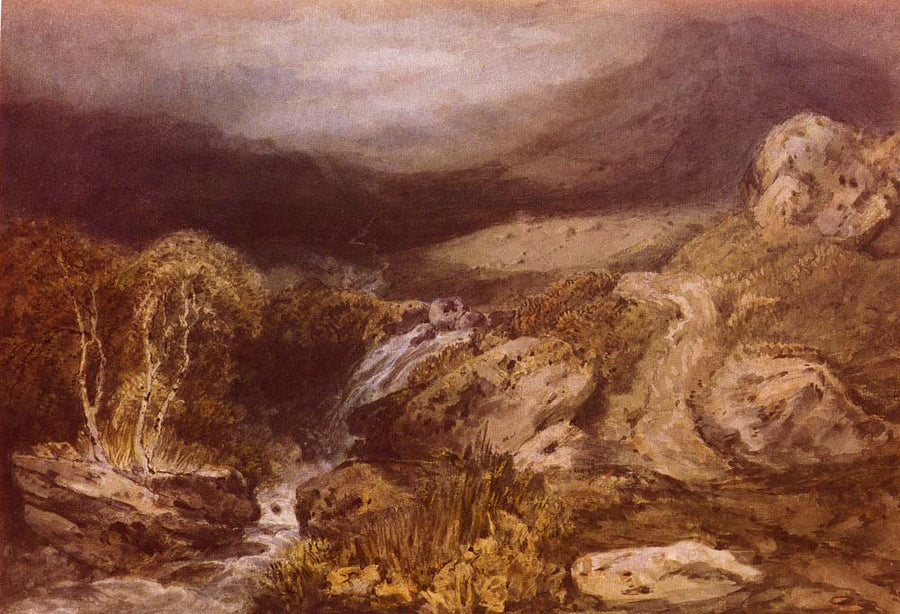 Mountain Stream, Coniston by J. M. W. Turner. Turner artworks, Turner canvas art, J. M. W. Turner oil painting, Turner reproduction for sale. Landscape paintings, Turner art decor, Turner oil painting on canvas, Blue Surf Art