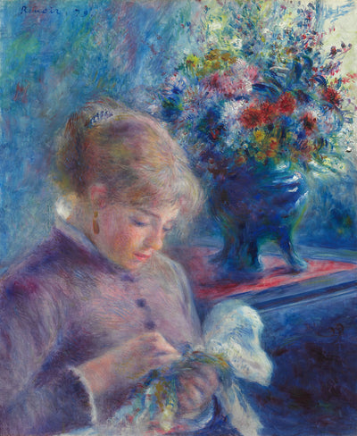 Young Woman Sewing by Pierre-Auguste Renoir Reproduction for Sale by Blue Surf Art