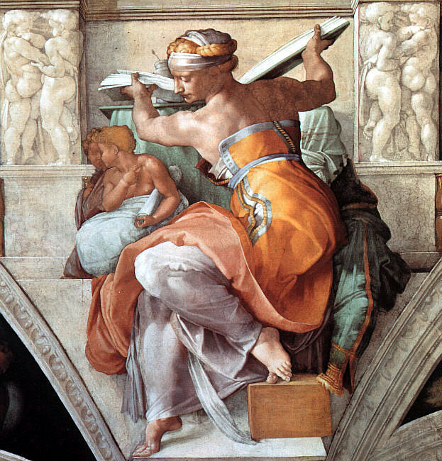 The Libyan Sibyl, 1511 by Michelangelo Reproduction for Sale by Blue Surf Art