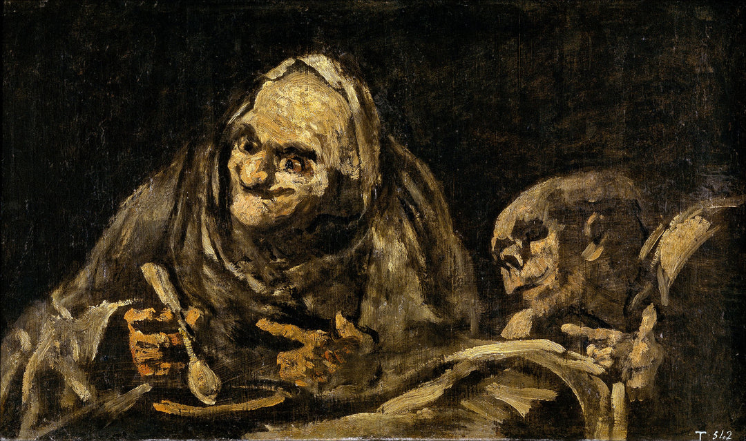 Two Old Ones Eating Soup by Francisco Goya Reproduction for Sale, Goya's paintings