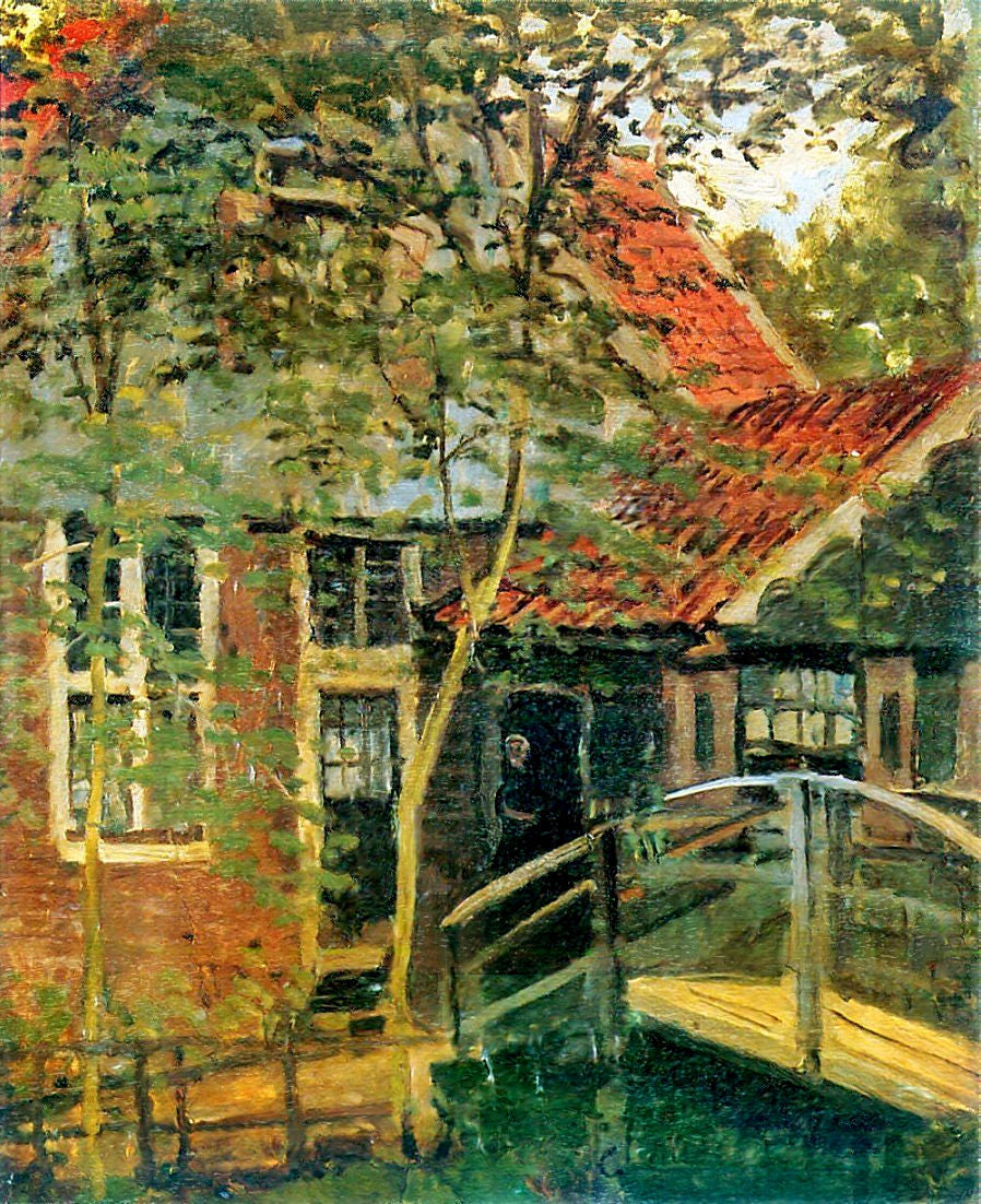 Zaandam, Little Bridge by Claude Monet. reproduction painting, wall art, canvas art painting, home decor