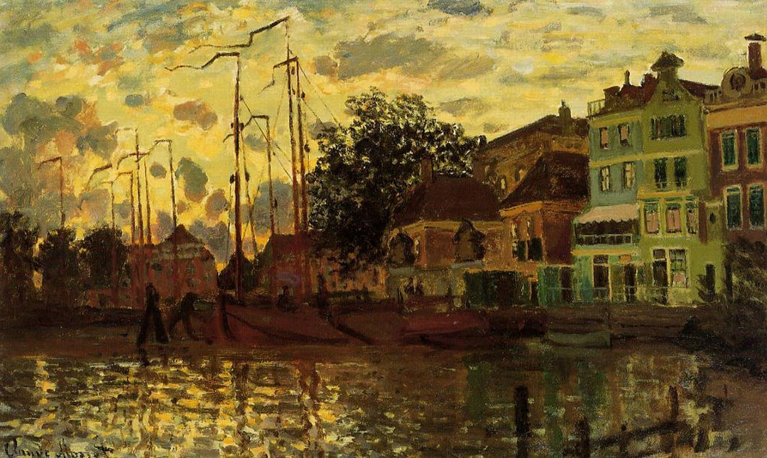 Zaandam, The Dike, Evening by Claude Monet. reproduction painting, monet wall art, home decor, reproduction painting